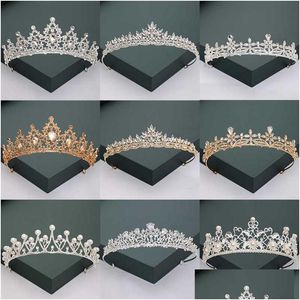 Tiaras Oro Sier Color and Crowns for Wedding Bride Party Crystal Pearls Diadems Rhinestone Ornamenti Accessori di moda Drop Dhwbx