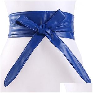 Bältesbälte för kvinnor bowknot faux läder wrap runt obi stil cinch midjeband svart cummerbund bruna strapbälten släpp leverans dhvmg