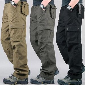 Męskie spodnie duże kieszonkowe luźne kombinezon sporty na zewnątrz jogging wojskowy elastyczny elastyczna talia czysta bawełniana praca