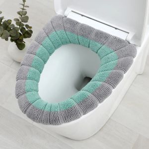 Зима теплое теплый туалетный крышка сиденья наоборот мягкий с близлежащий коврик