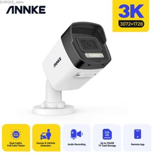 Outras câmeras CCTV Annke 5MP Câmera IP de luz dupla Smart IP Mic 2,8mm Lente IR Câmera de rede IR IP67 Dust 3K Detecção de veículo humano à prova d'água Y240403