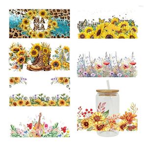 Adesivos de janela UV DTF Sticker Flor Theme para os vidros de 16oz Libbey Cup pode ser impermeável DIY Decalques personalizados de fácil uso D1915