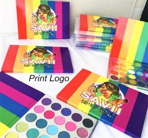 Shadow 35 Colors Tropical Party Matte Glitter Eyeshadow Pallete Holographic Rainbow Disk Highlight Neon Pigment Eyeshadow Print