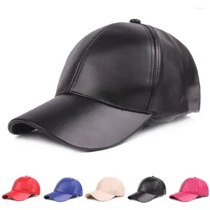 Ball Caps Adjustable Fashion Women Men Hats PU Leather Baseball Cap Visor Light Board Solid Hip Hop Outdoor Sun Hat Sports