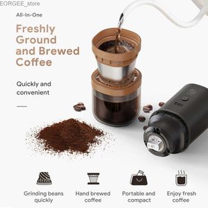 Kaffeemaschinen Icafilas Integrierte Schleif- und Brauen tragbare elektrische Kaffeemühle Professionelle Multifunktionelle Bohnenschleife Y240403