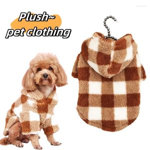 Hundkläder Petrock Dekorativ kostym Roliga kläder Gul hoodie Plaid Plush levererar vinterjackor hundar