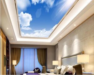 Bakgrundsbilder 3D Bakgrund Mural Blue Sky Cloud Tak Anpassad PO Wall Paper Decoration Non Woven Fresco