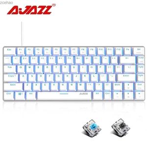 Keyboards AK33 AJAZZ Mechanical Keyboard 82 Key Layout Blue Black Switch with Ice Blue Backlit Game Keyboard Used for PC Game AccessoriesL2404