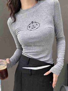 Autunno-inverno Luxury Fashion P Home Autunno-inverno T-shirt petto Lettera semplice ricami Slip Sling Long Aleeved Base Shirt J-J97352