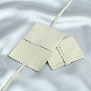 Display 20 Microfiber Envelope Style with Band Jewelry Pouch for Fashion Earrings Necklaces Packaging Display Chic Small Gift Bag Beige