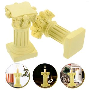 Candele da 2 PC Cangoli di candelatura statue Roman Table Centrotavola in miniatura Stand da conico Resina Vintage Pillar