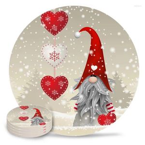 Bord mattor gnome snöflinga älskar hjärta keramisk juldekoration placemat kaffe absorberande medel