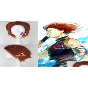 Wig Caps Hunter Hisoka Kısa Düz Turuncu Auburn Renk Partisi Cosplay WIG3133093 DRAP TESLİM SAYI ÜRÜNLERİ Aksesuarlar Araçlar Otct9