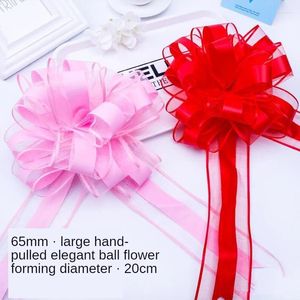 Party Decoration 10pcs White/Gold/Pink Extra Large Snow Yarn Pull Bow Ribbon For Gift Packing Festive Wedding Car Door Handle