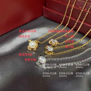 Classic Design Love Jewelry Head Pearl Necklace Fire Colored High Carbon Four Claw Set with Diamond Collar Chain With Logo