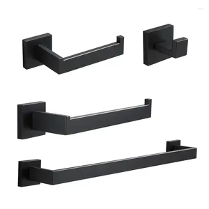 Bath Accessory Set Luxury Black Bathroom Accessories Hardware Household Hanger Towel Rack Roll Paper Coat Hook Sets 4 Pcs Kit