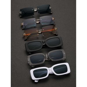 6st Män fyrkantig ram Fashion Metal Plastic Personlighet Solglasögon för reseskolan Dagligt liv UV400 Tillbehör
