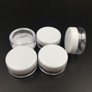 PS jarro de creme cosmético Ponto de tinta vazio 5ml 5g Tamanho da amostra Recipiente cosmético com tampas para unhas de brilho, pó, gemas, miçangas