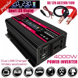 Laddare Ny LCD -displaybil Power Inverter 4000W Converter 12V till 220V/110V Smart Color Display Dual USB 4.2A Snabb laddning