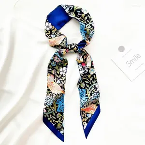 Scarves 130CM Korean Version Fresh And Original Style Flower Bird Women's Decoration Ribbon Hair Band Small Scarf Neck