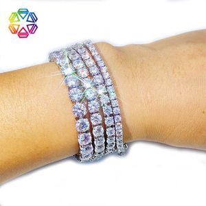 Stainless steel zircon 3/4/5mm tennis bracelet hip-hop single row full diamond bracelet minimalist mens and womens bracelet ZXEG