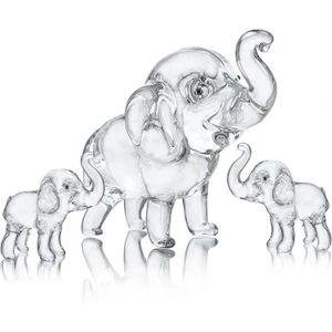 Objetos decorativos Figuras H D Conjunto de 3 mãe e dois bebês elefante