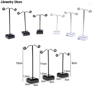 Smycken påsar 2st/3 st svart klart akryl studörhänge display rack stativ arrangör bouches prydnadshållare krok hänger counter fodral