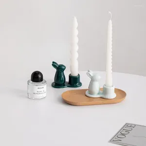 Castiçais 2 Pcs Cerâmica Titular Decorações de Natal Casa Nordic Candlestick Decoração de Férias Criativo Candelabro Quarto