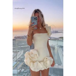 Summer 2024 New Women's Puff Dress With Ruffles Buds Waist Wrap One Shoulder Bra And Hip Skirt