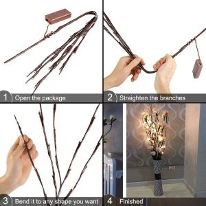 73cm 20 Bulbs LED Willow Branch Lamp Light Christmas Artificial Twig Vase Lights Battery Powered for Wedding Party Fairy DIY