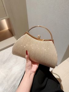 Frauen Abendkupplung Tasche Glitzer Strass -Prom -Schulterkette Plissee Mode Wunderschöne elegante Messenger -Taschen 240402