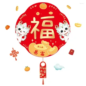 Decorazione per feste 2024 Cinese R Festival di Primavera Anno del Drago Fu Adesivo per porte e finestre