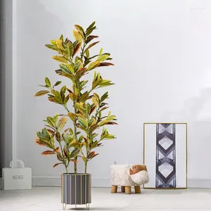 装飾的な花120cm大きな偽のフィカスツリー人工熱帯ゴム植物プラスチック製のコードム