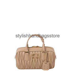 Cross Body 2024 Miao Family New Wrinkled Womens Bag Korean High Beauty Bowling Boston One Shoulder Handbag H240409