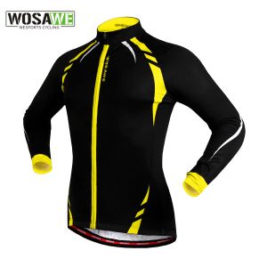 Jackets WOSAWE Thermal Fleece Long Sleeve Men Running Jacket Autumn Jogging Clothing Windproof Cycling Jerseys Outdoor Sports Shirts