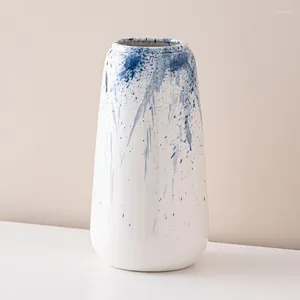 Vasen dekorative blaue Splash-Inkino-Vase für getrocknete Blume Home Living Decor Ästhetische Keramik Hydroponic Flaschenhandwerk Innenkunst