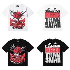 American High Street Trendy Brand Hell Creative Skull Print Hell Star American Small Street Casal de mangas curtas de mangas curtas