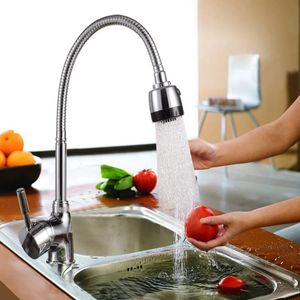 Kök 360Gree Rotertable Spout Enkel handtag Sink Basin -kran Justerbar solid mässing PRACH Mix Mixer Tap Deck monterad