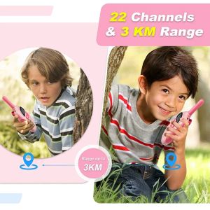 Walkie Talkies 2 Pack for Kids Toys Rechargeable Battery Walkie Talky 22 Channels 2 Way Radio 3KM Long Range for Children Gifts