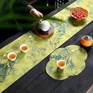 Table Mats Silk Dry Tea Ancient Style High-grade Waterproof Non-slip Handmade Flag Fragrant Cloud Gauze Chinese Zen Tablecloth
