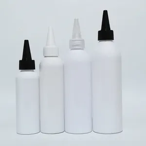 Storage Bottles 100ml 150ml 200ml 250ml Empty White Plastic Bottle Containers PET With Pointed Mouth Caps For Skin Care Cream Shampoo