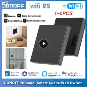 Control SONOFF SwitchMan R5 Wireless WiFi 6Key FreeWiring Smart Home Scene eWeLink Controller Works SONOFF M5 / MINIR3 Smart Switch