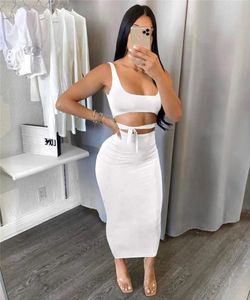 WSEVYPO Letnia impreza stała kolorowa sukienki SEKSY SEKSY WOMENS DWA kawałki koronkowe paski zbiornikowe topsmaxi bodycon spódnice 7 colors 240402