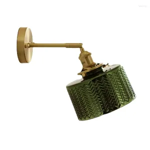 Wall Lamp Green Glass Nordic Beside Bedroom Bathroom Mirror Light Switch Modern Copper Sconce Lighting Luminaria LED