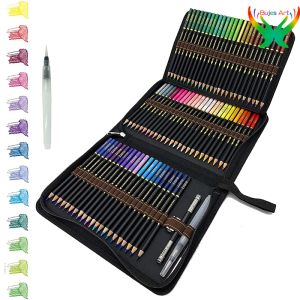 Kurşun kalemler uk zzoneart 72 renkli kalem su çözünür renk kurşun fırça renk kalemi profesyonel resim seti el çizimi malzemelerde