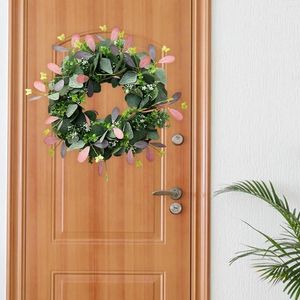 Decorative Flowers Greenery Wreath Ornament Front Door Outside Wreaths Artificial Eucalyptus For Garden Windows Walls Patio Farmhouse