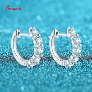 Küpe Smyoue 3.5mm 0.2ct Moissanite Hoop Küpeler Kadınlar için Düğün Köprü Simüle Simüle Elmas Küpe S925 STERLING Gümüş Takı