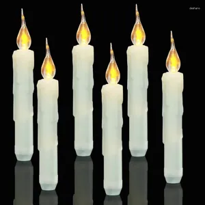 Party Decoration Pack Of 6 LED Taper Candles Battery Operated Candle Wax Dipped Flickering Amber Electric Pillar Table