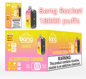 Bang Rocket 18000 Puffs Original Vapes descartáveis ​​Puff Buff 18K Vape Pen Bang Pulse 18000 Modo 650 Mah MAH BATERIA LED LED COR LIGHT VS GEEK BAR PULSE