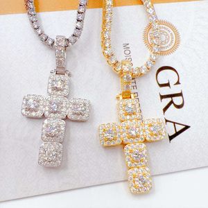 بيع الساخنة الصليب المعلقات السريعة D VVS Moissanite Iced Out Sterling Sier Pendant